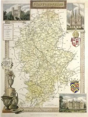 Antique Map of Staffordshire by Thomas Moule