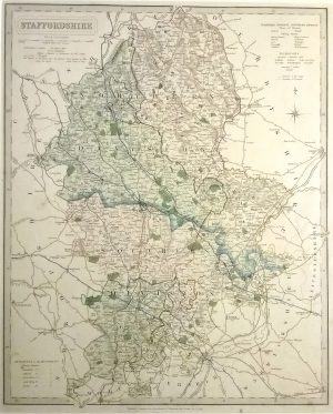 Antique Map of Staffordshire by J & C Walker