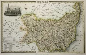 Antique Map of Suffolk by James Pigot