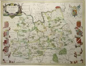 Antique Map of Surrey by Joan Blaeu