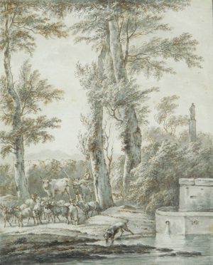 Cattle Being Herded to a Water Trough