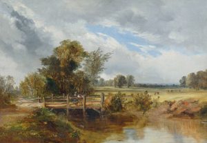 Figures on a Rustic Bridge