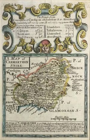 Antique Map of Caermarthenshire by Owen & Bowen