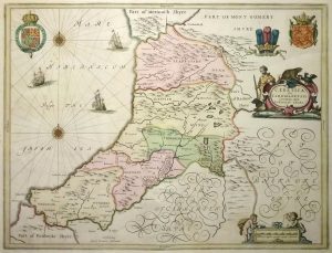 Antique Map of Cardiganshire by Schenk & Valk