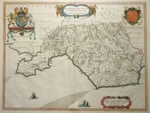 Antique Map of Glamorganshire by Joan Blaeu