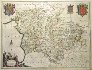 Antique Map of Merionethshire & Montgomeryshire by Joan Blaeu