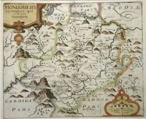 Antique Map of Montgomeryshire by Saxton/Kip