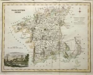 Antique Map of Worcestershire by Archibald Fullarton