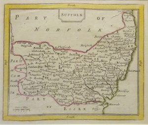 Antique Map of Suffolk by John Seller