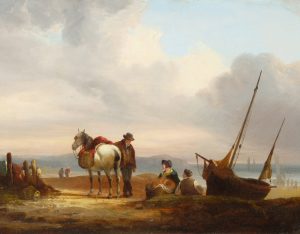 Figures, Boats & Pony on a Beach