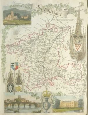 Antique Map of Worcestershire by Thomas Moule
