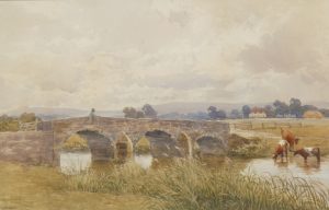 Figure Fishing off a Bridge