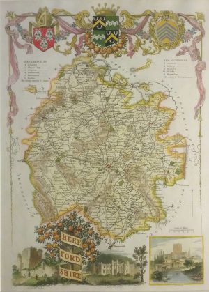 Antique Map of Herefordshire by Thomas Moule