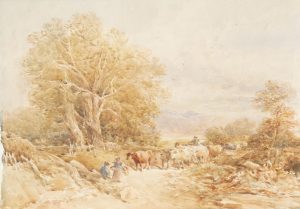 Droving Cattle in a Country Lane