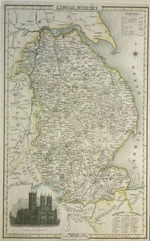 Antique Map of Lincolnshire by James Pigot