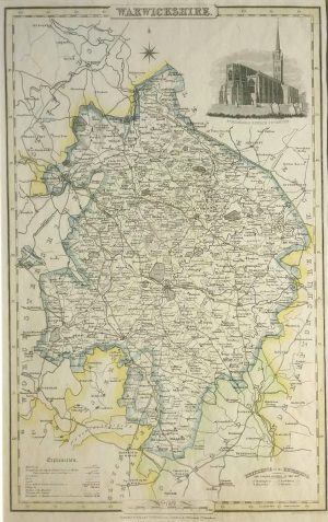 Antique Map of Warwickshire by James Pigot