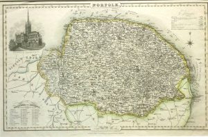 Antique Map of Norfolk by James Pigot