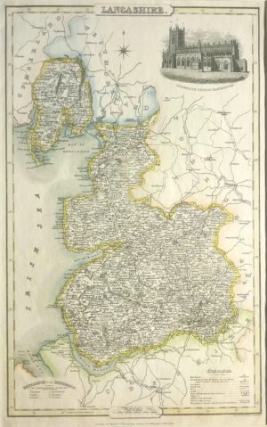 Antique Map of Lancashire by James Pigot