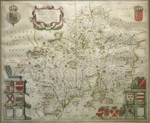 Antique Map of Warwickshire & Worcestershire by Joan Blaeu