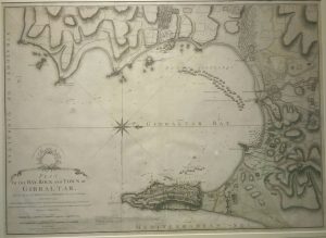 Antique Map of Plan of the Bay, Rock & Town of Gibraltar by W Faden