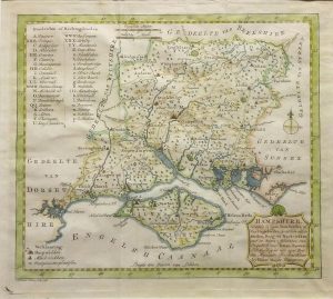 Antique Map of Hampshire by Pieter Meijer