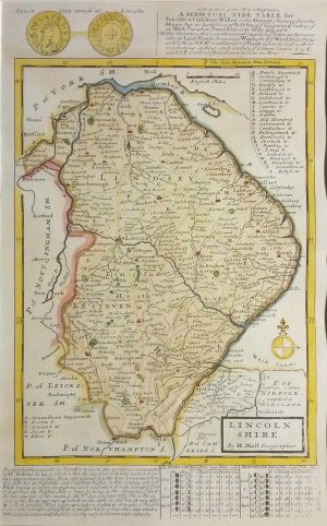 Antique Map of Lincolnshire by Herman Moll