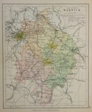 Antique Map of Warwickshire by George Philip & son
