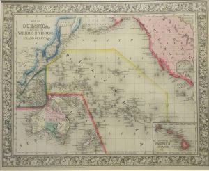 Antique Map of Map of Oceanica (Oceania) Pacific Ocean Australia