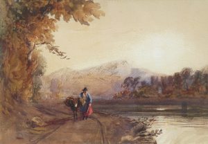Woman & Donkey on Riverside Path
