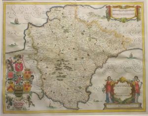 Antique Map of Devonae descripto The Description of Devon by Jan Jansson