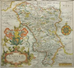 Antique Map of Derbyshire by Saxton/Hole