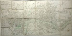 Antique Map of Bowles's New Pocket Plan of the Cities of London and Westminster with the Borough of Southwark by Carrington Bowles