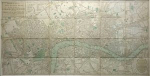 Antique Map of Bowles's New Pocket Plan of the Cities of London and Westminster with the Borough of Southwark by Carrington Bowles
