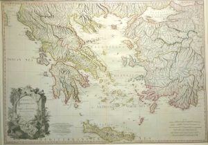 Antique Map of Greece, Archipelago and Part of Anadoli (Turkey, Crete) by W Faden