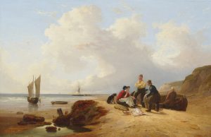 Fisher Folk with their Dog on a Beach