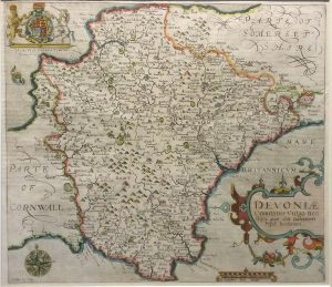 Antique Map of Devon by Saxton/Kip