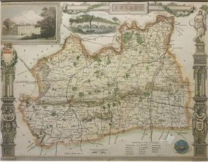Antique Map of Surrey by Thomas Moule