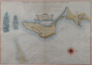 Antique Map of A Draught of Portland, The Shambles & the Race of Portland by Capt. Grenville Collins