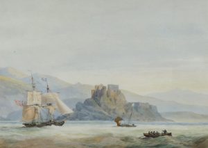 A Brigantine & other Vessels off Dunnotar Castle Aberdeen, Scotland
