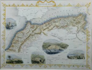 Antique Map of Northern Africa, Morocco, Algeria and Tunisia by John Tallis