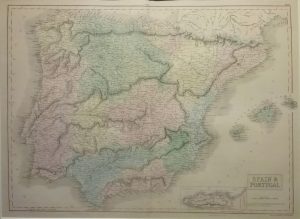 Antique Map of Spain and Portugal by Sidney Hall
