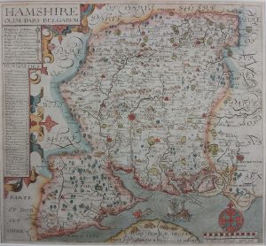 Antique Map of Hampshire olim pars Belgarum by Norden/Hole
