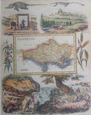 Antique Map of Dorset by Crabb and Ramble
