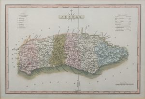 Antique Map of Sussex by J. Wallis
