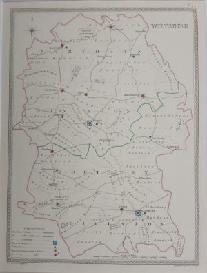 Antique Map of Wiltshire by J & C Walker