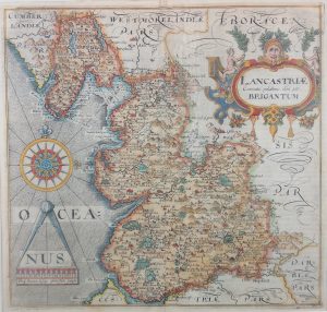 Antique Map of Lancashire by Saxton/Hole