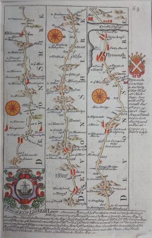 Antique Map of Plymouth to Ashburton, on reverse, Plymouth to Tregony via Looe and Foy by Owen & Bowen