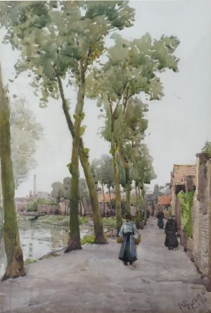 Figures by a Continental Canal