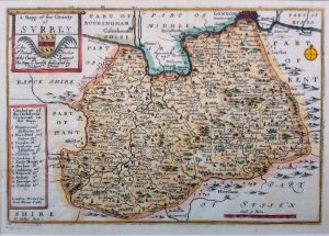 Antique Map of Surrey by Richard Blome