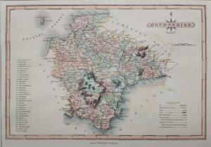 Antique Map of Devon by J. Wallis